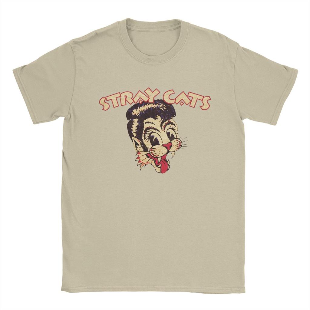 Novelty Music Band Stray Cats T-Shirt for Men Crewneck Cotton T Shirts Short Sleeve Tees Gift Idea Tops