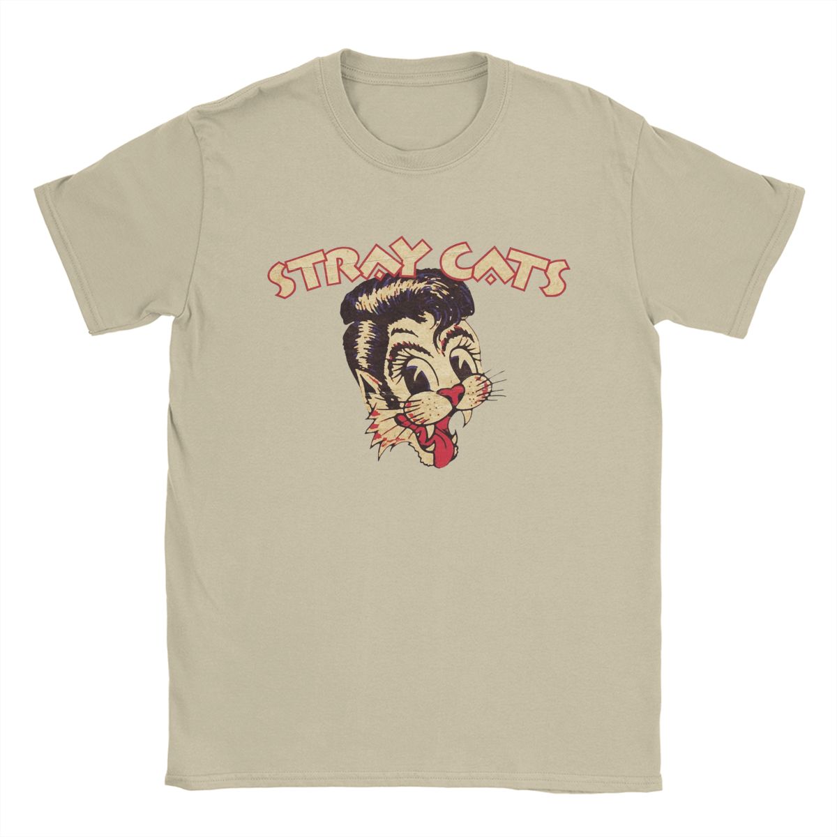 

Novelty Music Band Stray Cats T-Shirt for Men Crewneck Cotton T Shirts Short Sleeve Tees Gift Idea Tops XL хакі