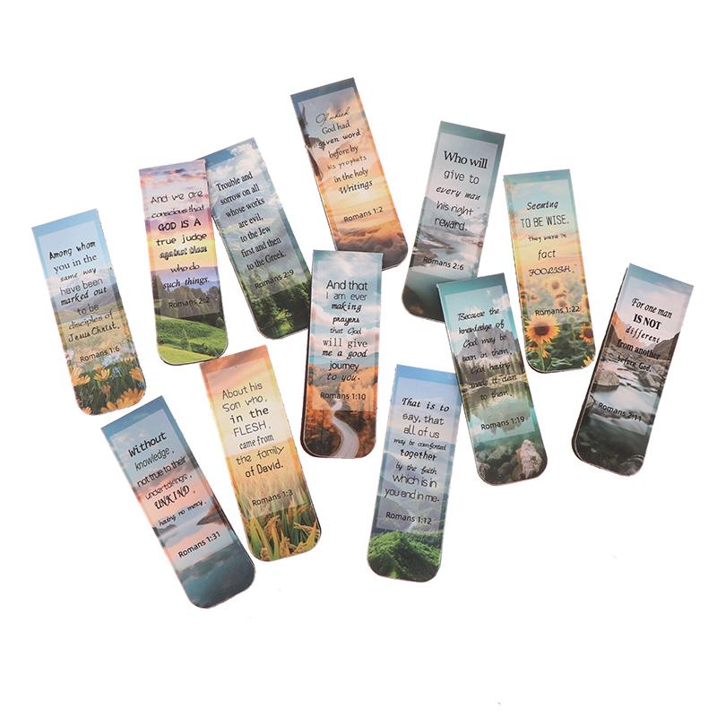 12Pcs Aesthetic Motivational Bible Quotes Paper Bookmarks Diy Students Readers Page Markers Library Office Page Marking