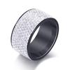 12MM Men's Titanium Steel Fashion Ring with Embedded Diamonds - Versatile Design, 8 Rows of Diamonds
