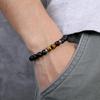MATT STONE BRACELET     8mm Matt Onyx Stone Bead Bracelet with Reptile Design Lobster Lock, Brown Tiger Eye Stones