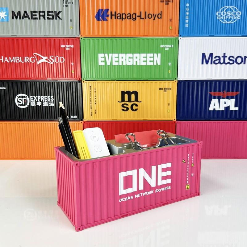 1:30 Scale Shipping Container Business Card Organizer Desk Stationery Storage Box Office Decor Pen Holder Creative Gift Ornament