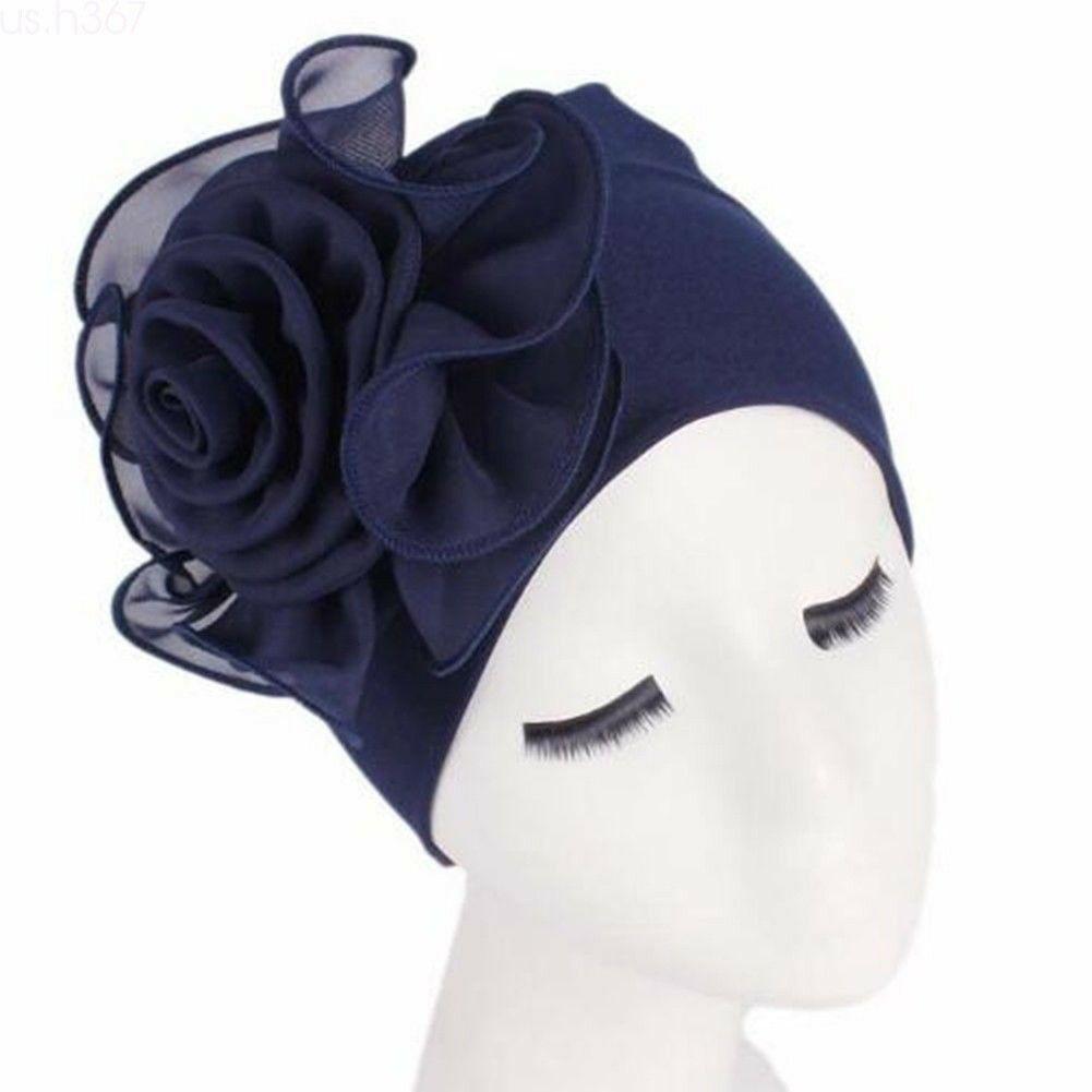 Womens Hair Loss Head Scarf Turban Cap Big Flower Muslim Cancer Chemo Hat Cover