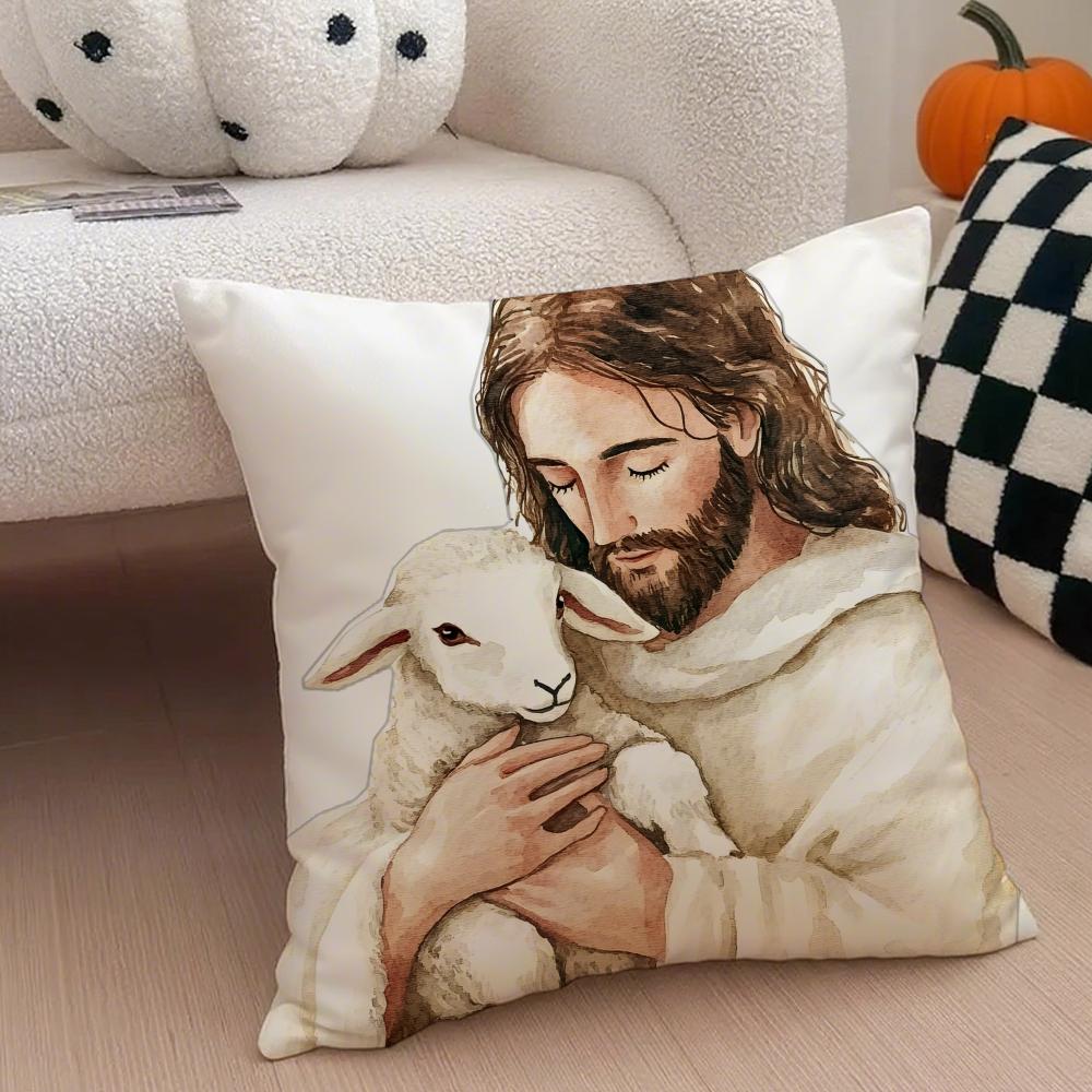 Classical Sacred The LLamb of God Cushion Cover Throw Pillow Cover Hidden Button Durable Polyester Chair Cushion