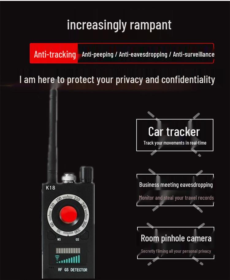 K18 Detector: Anti-Peeping, Anti-Eavesdropping, Anti-Camera, GPS Tracker Checker for Hotel Security