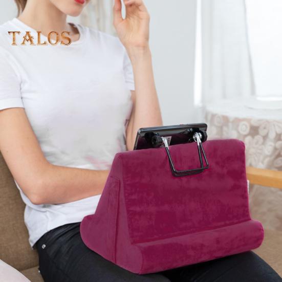 Tablet párnatartó oldalsó hálós zsebbel Hordozható utazási irodai íróasztal ágy Többszögű táblagép párna Puha mobiltelefon plüss párnatartó