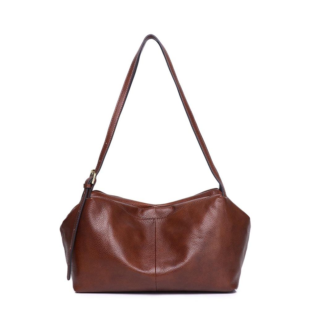 

100% Genuine Leather Elegant Women Shoulder Bag Classic Black Hobos Roomy Casual Tote Handbag Crossbody Messenger Bags коричневый