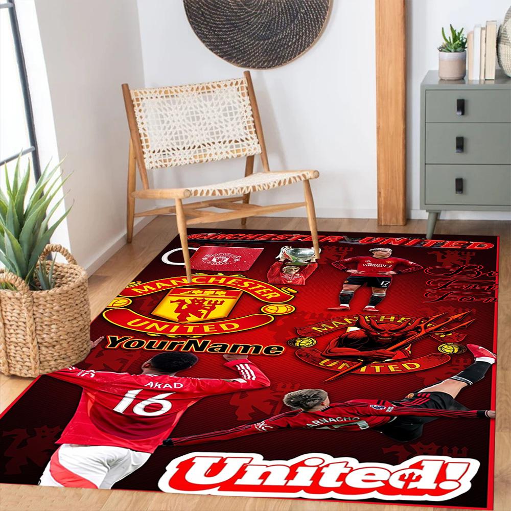 Manchester Customize Your Name Area Rug Design for Game Room Outdoor Balcony Dormitory Antislip Carpet Anime Office Decor