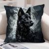 1pc Contemporary Black German Shepherd Dog Decorative Throw Pillow Cover, 45.72x45.72cm, Polyester, Machine Washable, Zipper Closure,, Pillow Insert N