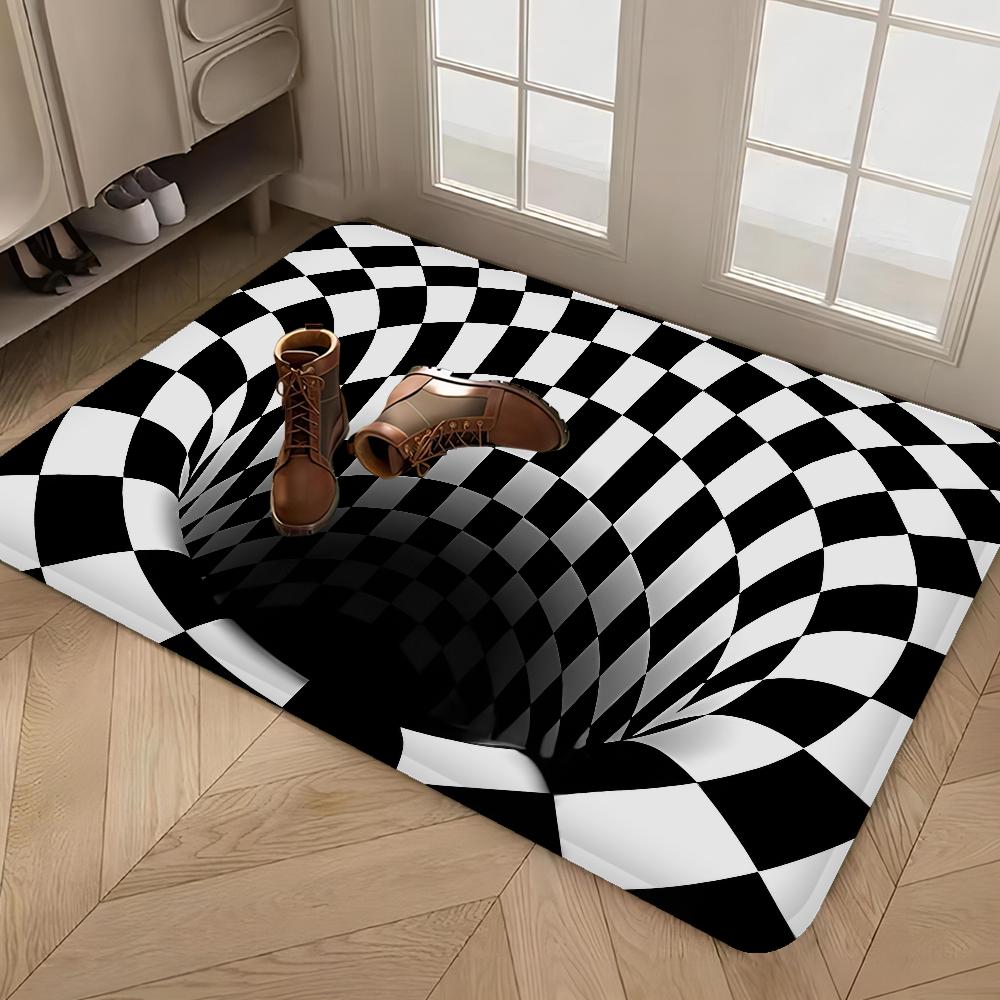 3D Vortex Illusion Fußmatte Waschbar Rutschfest Wohnzimmer Sofa Stühle Bereichsmatte Küche Fußmatte Bereichsteppich
