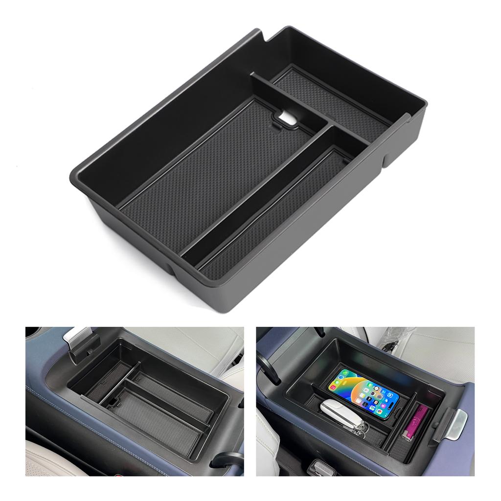 For Xpeng G6 2025 2025 Armrest Storage Box Car Center Console Tray Organizer Interior Accessories Tidying Black