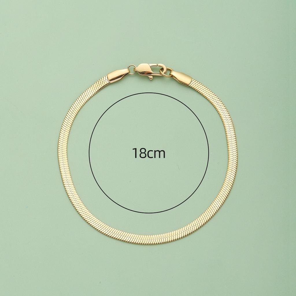 CARLIDANA Fashion Popular Stainless Steel High Quality 18K Gold-Plated Women Exquisite Choker Flat Snake Chain Necklace Jewelry