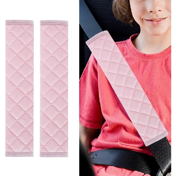 2PCS Universal Car Seatbelt Strap Cover, Long Crystal Velvet Shoulder Pad Cover Kit for Adults and Children, Helps Avoid Friction On Shoulder and