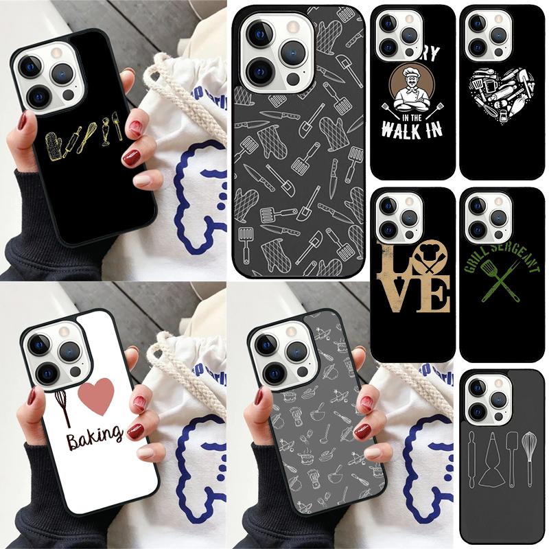 Baking Cooking Utensils Chef soft Phone Case For iPhone 17 Air 15 16e 14 13 Pro Max Coque 12 11 Pro Max PLUS cover