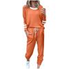 Women's Color Block Striped Long Sleeve Crew Neck Top + Pants Set
