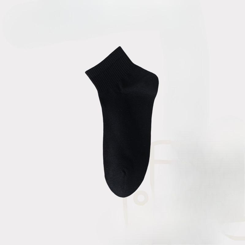 

Men s Summer Lightweight Mid-Calf Socks - Solid Color, Pure Cotton, Bone-Free, Short Tube, Mesh Design, Casual Wear 1 pair чёрный