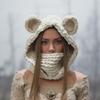 Thicken Neck Warmer Hat Crochet Bear Ear Balaclava Scarf Hat for Cold Weather Winter Sport Gear For Outdoor Enthusiasts