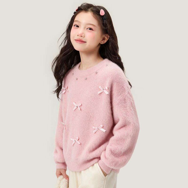 Girls' Cozy Bow-Accented Winter Pullover Sweater
