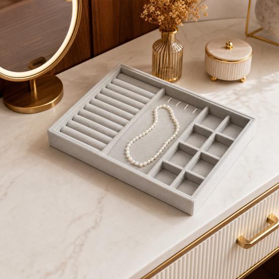 Jewelry Storage Box, with Velvet Interior Organize Tray, Durable Moisture-Proof Jewelry Case for Rings Earrings Bracelets
