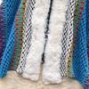 Chic Ethnic Style Color Collision Shawl Sweater Jacket Women Patchwork Soft Warm Hairball Cape Cloak  Knitted Cardigan