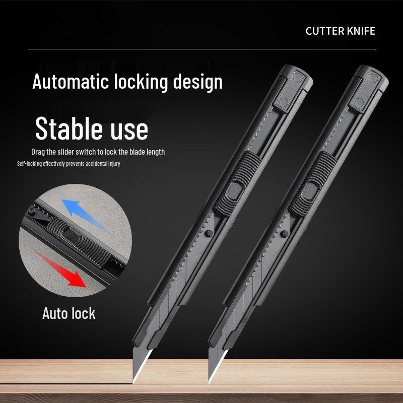 Black 30° Portable Utility Knife with Thickened Blade for Craft, Paper Cutting, and Wallpaper