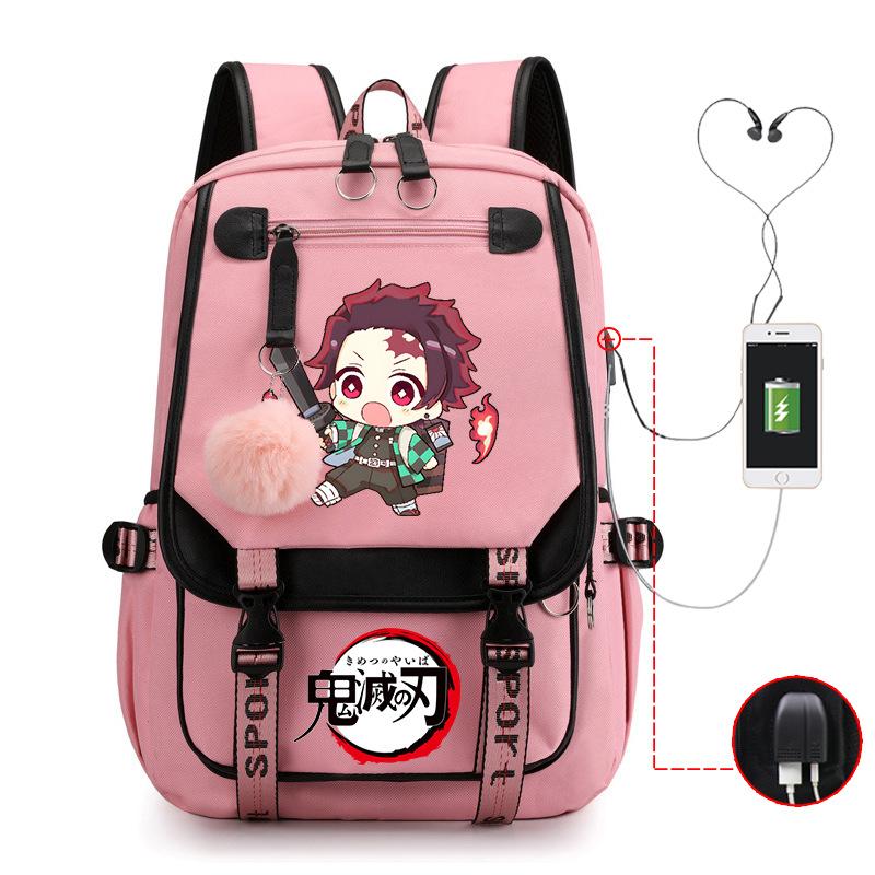 Ghost Annihilation Blade Grade 3-6 Junior High School Student High School Student School Bag Strap USB Multifunctional Backpack