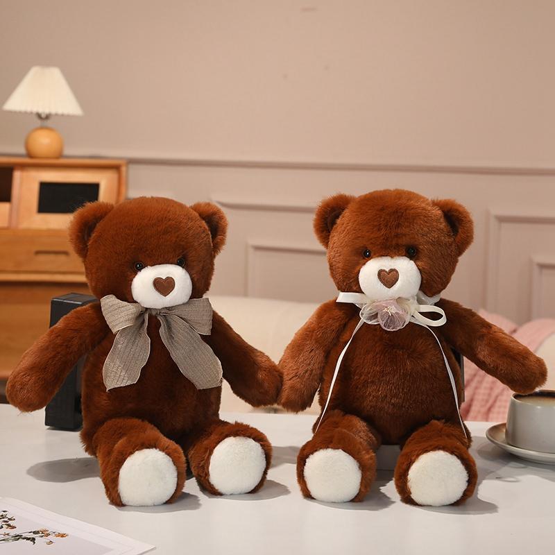 40cm Lovely Cartoon Bear Plush Toys Stuffed Elegant Ribbon Bow Tie Bear Doll Warm Cozy Hugging Appease Animal Toys Kids Gift