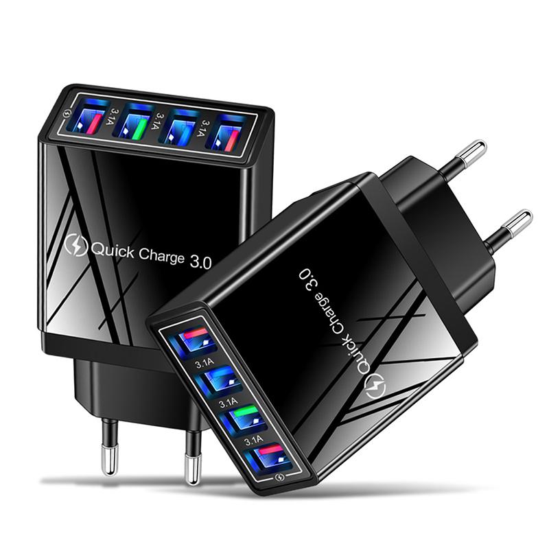 Eu Us Plug Usb Charger Multi Port 4 Usb Quick Charging For Phone Adapter Tablet Portable Wall Charger Fast Charger For Poco