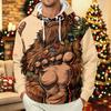 Men's Long Sleeve Hooded Sweatshirt with Christmas Print for Casual Holiday Wear