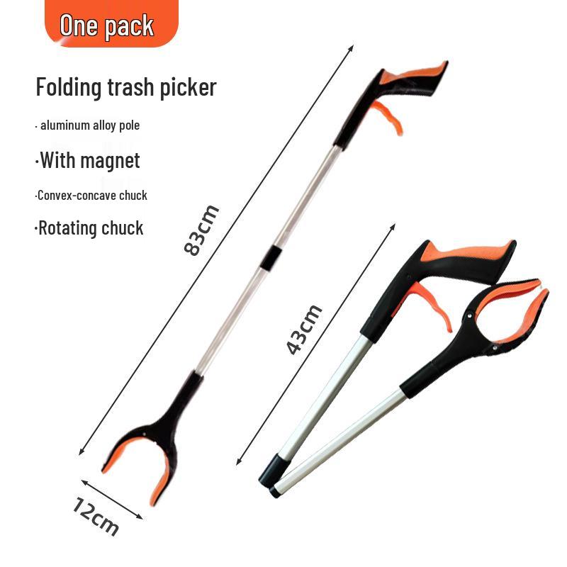Aluminum Alloy Folding Trash Grabber: Durable Reacher for Household and Sanitation Use
