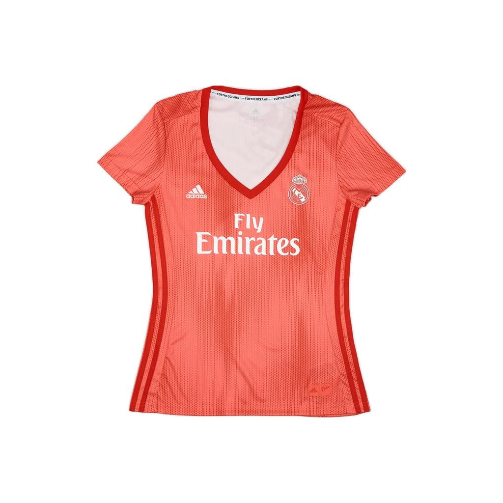 adidas Maglia da calcio a maniche corte semplice con scollo a V e stampa logo Real Madrid 2018-19, top da donna DP5448