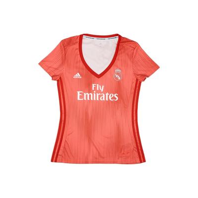 adidas Real Madrid 2018-19 Logo Print V-Neck Pullover Simple Short Sleeve Football Shirt Women Tops DP5448