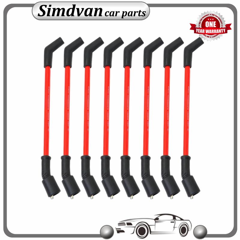 8PCS High Heat Spark Plug Ignition Wires For Chevrolet Silverado Tahoe GMC Savana Sierra Hummer H2 H3 48322 48322R 9748RR