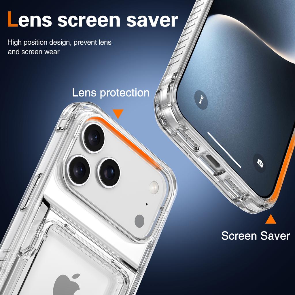 Simple Transparent Card Holder Phone Case For iPhone 17 Pro Max 16 Plus 15 14 13 12 Shockproof Scratch Resistant Slim Fit Cover