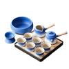 Gradually Change the Blue and White Coarse Pottery Teapot Kung Fu Tea Set, the Whole Set of Household Tea Trays, Light Luxury Gifts