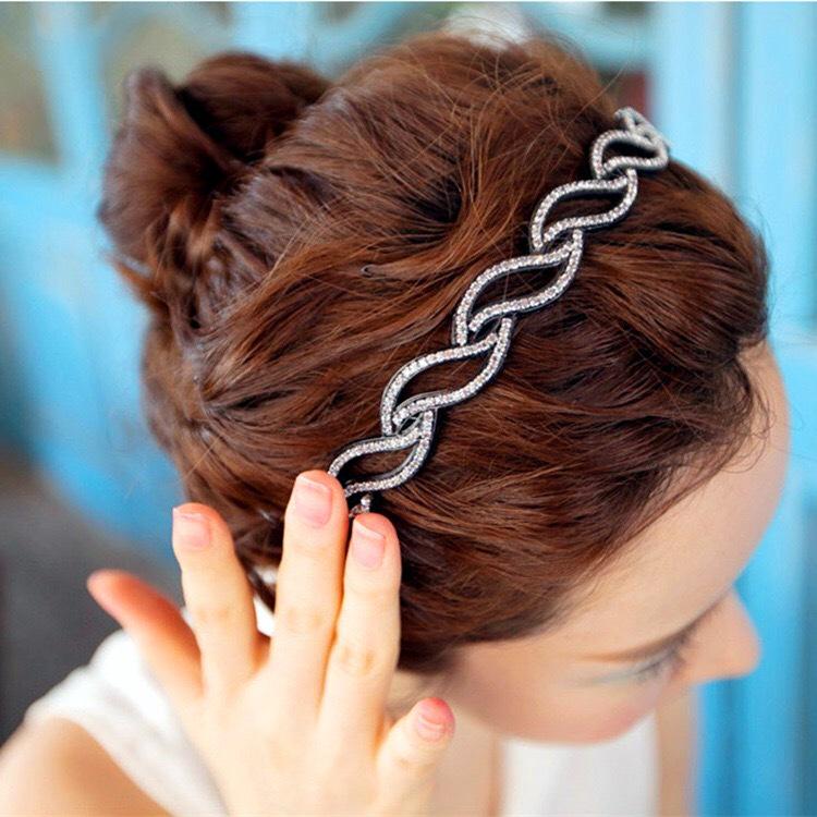 Mode schöne metallische Dame hohle Rose Blume elastisches Haarband Stirnband