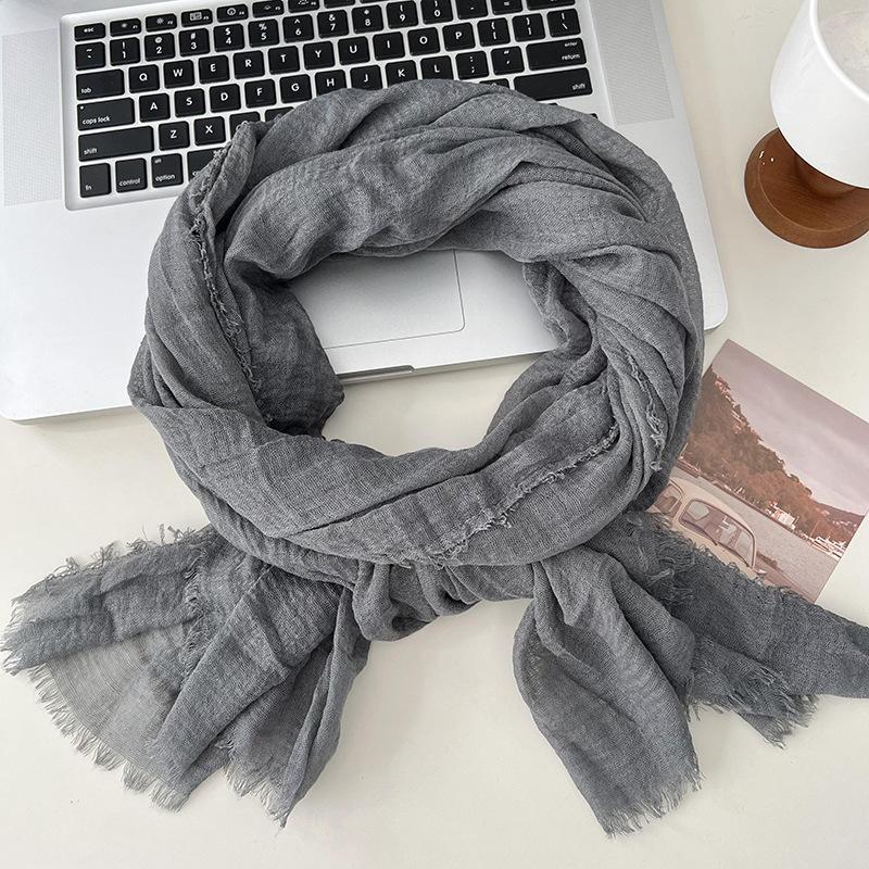 Autumn and winter scarf women's new versatile long solid color high-end scarf warm scarf shawl silk scarf