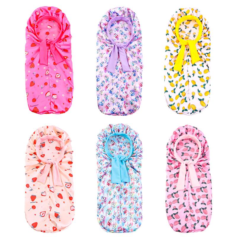 2PCS/LOT Kids Long Bonnet Night Sleep Hat Cartoon Print Elastic Shower Bath Cap Children Boys Girls Hair Care Headwrap
