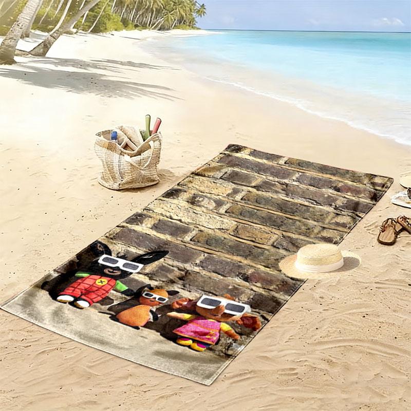 Bing Print Beach Towel, Large Soft Quick Dry Towel for Beach Camping Swimming