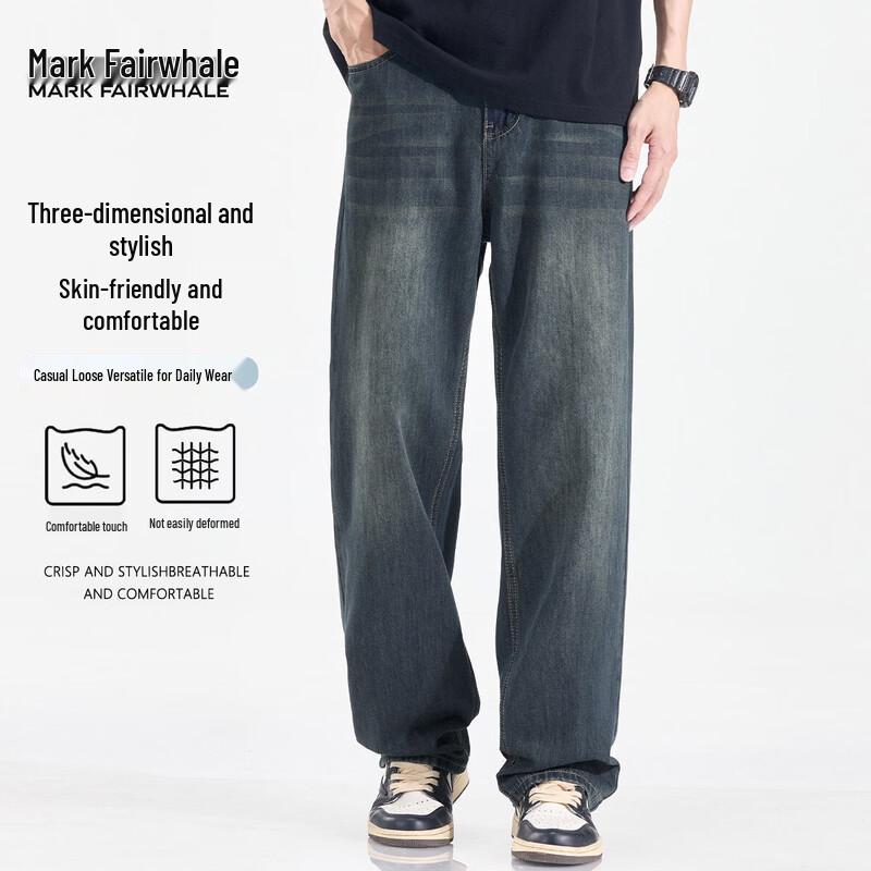 Mark Fairwhale Men s Washed Retro Straight-Leg Jeans 28