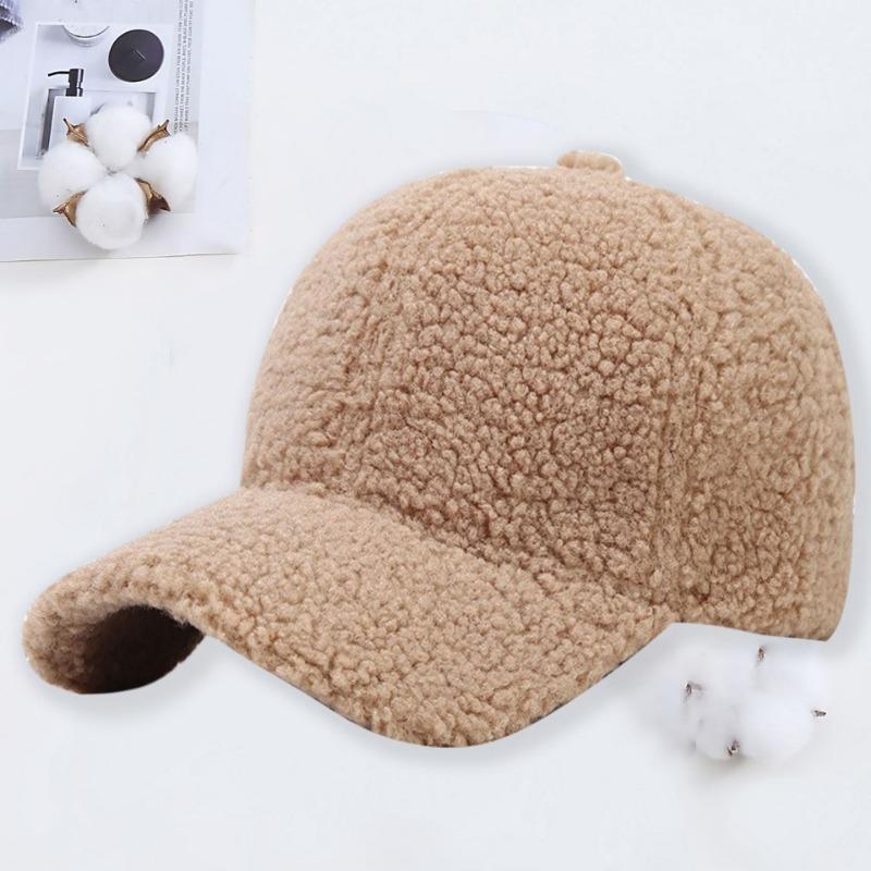 Autumn and Winter Lamb Wool Baseball Cap Warm Fashion Light Board Cap Embroidery Letter Hat