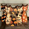 Rustic Wooden Cat Ornaments Ornament, Vintage Halloween/Flower Wood Tabletop Signs, Festive Party Table Centerpieces Distressed Animal Figurines