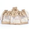 12pcs Single-sided Window Linen Bag Linen Drawstring Bag Cosmetic Jewelry Packaging Bag Lavender Mosquito Repellent Sachet Cloth Bag Drawstring Bag