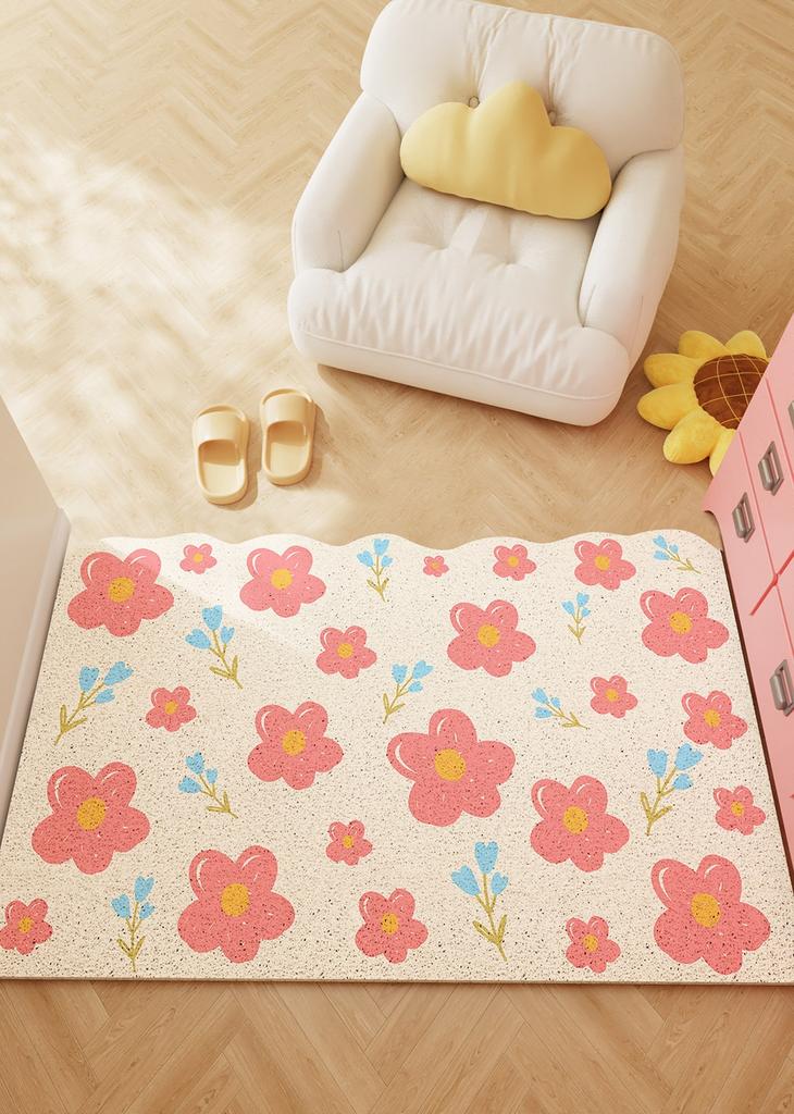 Flower Pattern Carpets for Living Room Fluffy Soft Study Floor Mat Cream Style Bedroom Decor Girl Carpet Thick Plush Bedside Rug