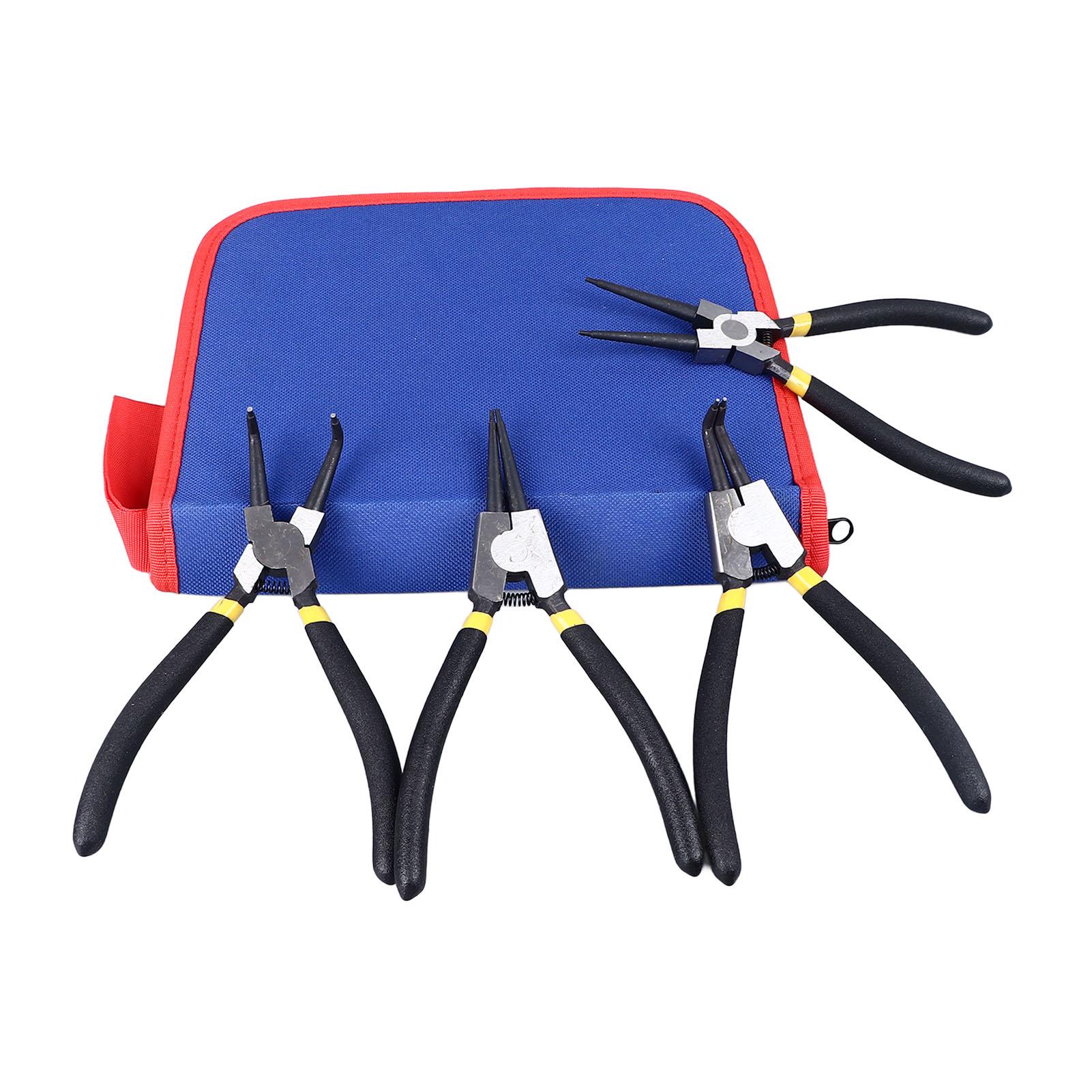 

4Pcs Snap Ring Pliers Set Steel Circlip Pliers Kit with Straight Bent Jaws Hand Tools for Repair Maintenance 7in