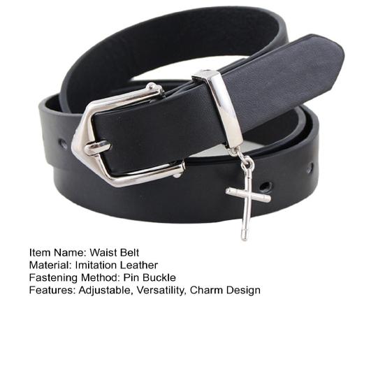 Imitation Leather Waist Belt Multi-Hole Adjustment Pin Buckle Versatile Women Belt Women Men Jeans Pants Belt