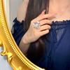 2025 Elegant Zircon Flower Petal Ring: High-End Fashionable Luxury