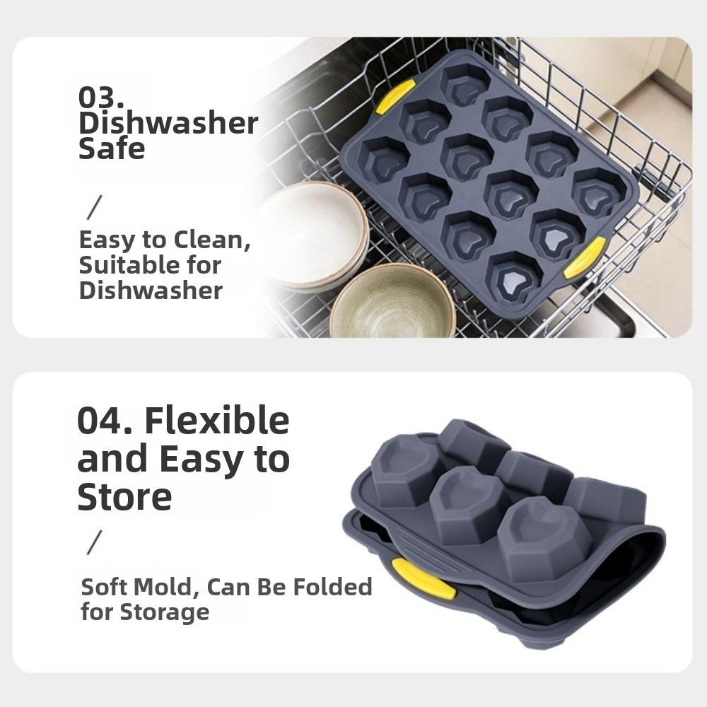 Non-stick Heart-Shaped Baking Mold 12-Cavity Chocolate Mold Silicone Cake Mold  Brownies Making