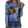 Women's Long Sleeved T-shirt Cat Case Digital 3D Printing Women's Street Sports T-shirt Top Cat T-Shirts
