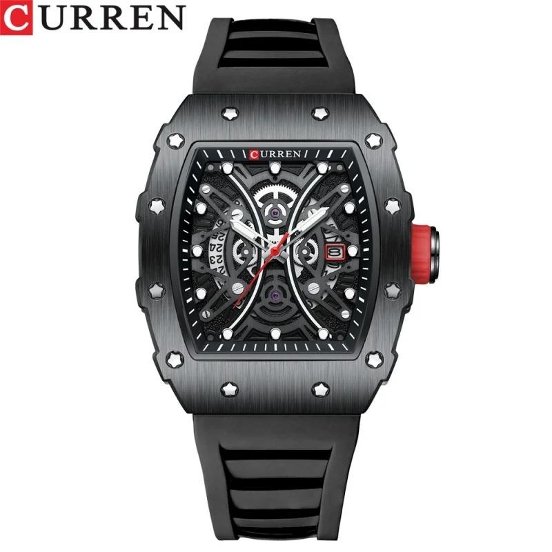 

Curren Men s Watches Luxury Tonneau Quartz Wristwatch Waterproof Luminous Watch for Men Date Clock чорний